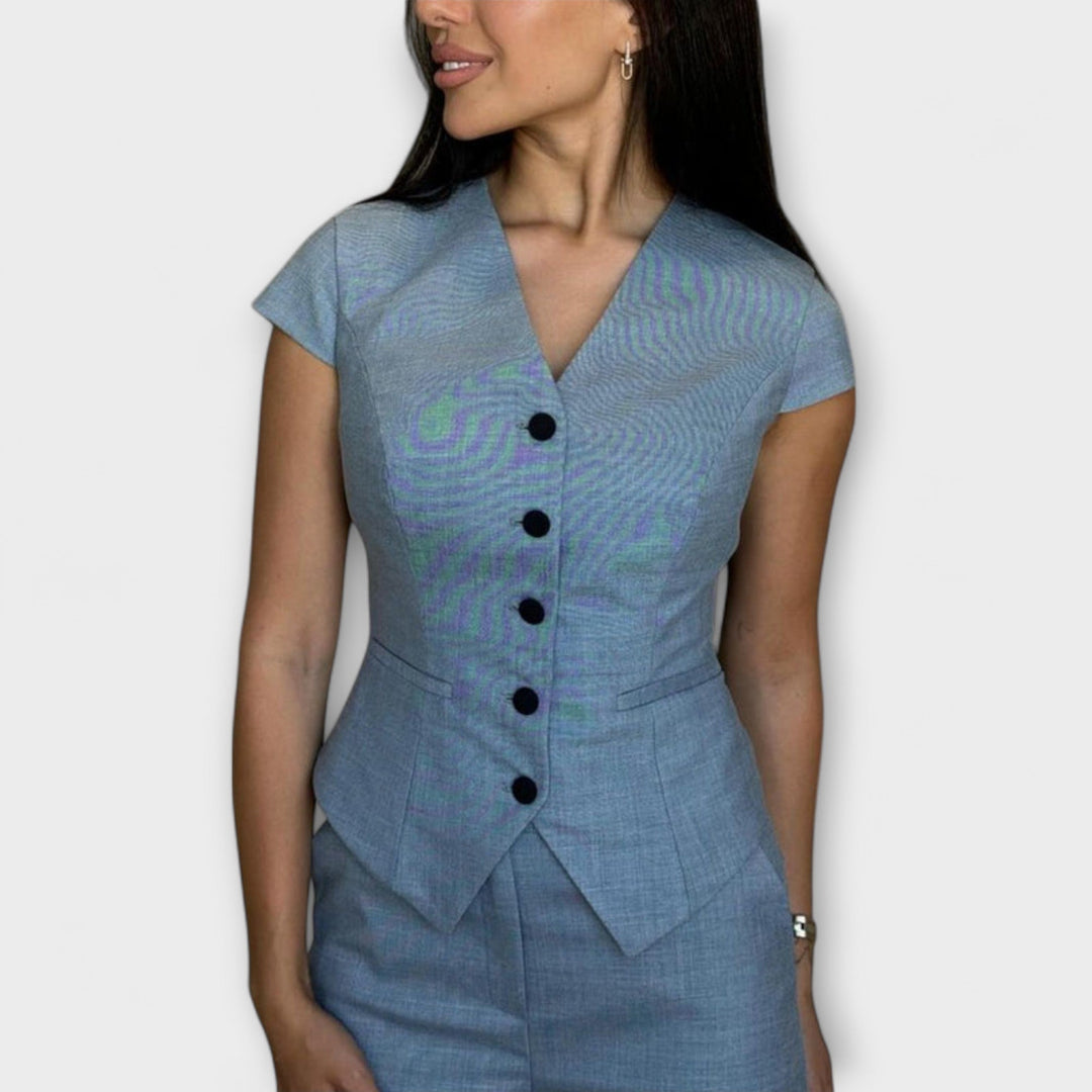 Ivy - Schickes V-Ausschnitt-Top und Hosen-Set