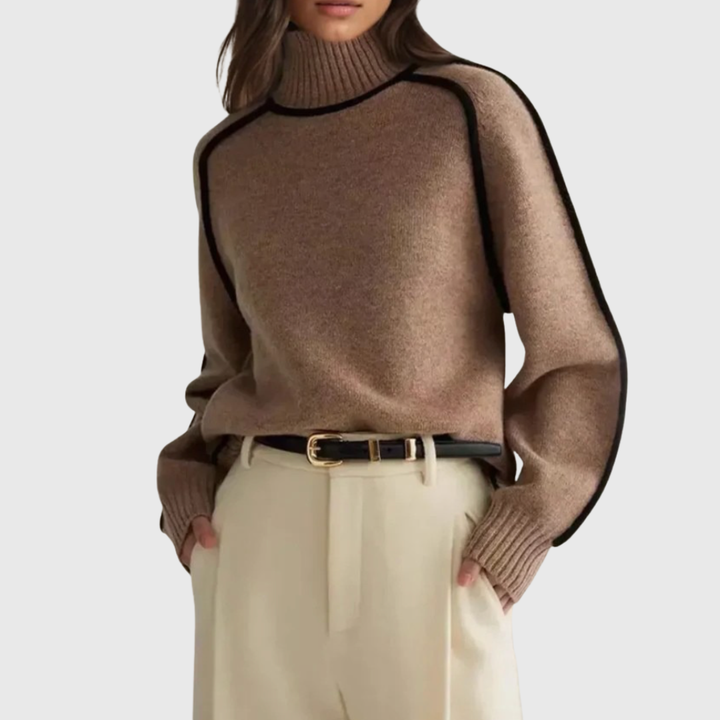 Carine | Eleganter Pullover mit hohem Kragen