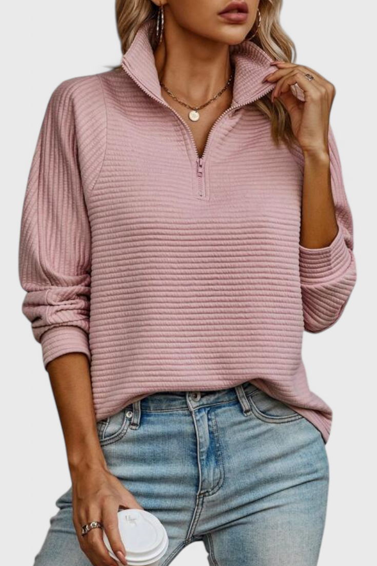 Ludovica | Pullover mit V-Ausschnitt und Reißverschluss
