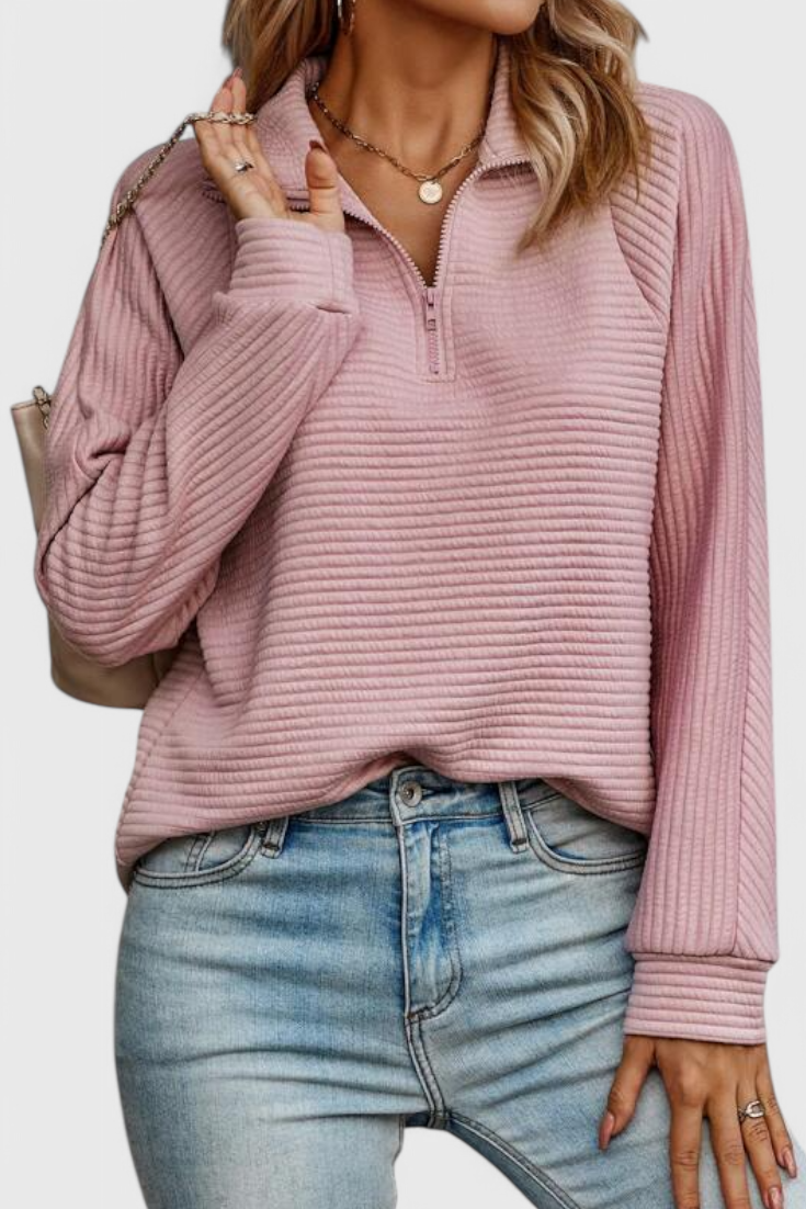 Ludovica | Pullover mit V-Ausschnitt und Reißverschluss