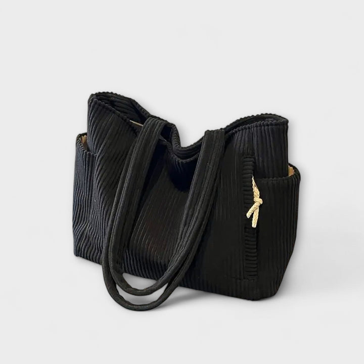 Tilda – Rippstrick-Tragetasche mit Kordelakzent