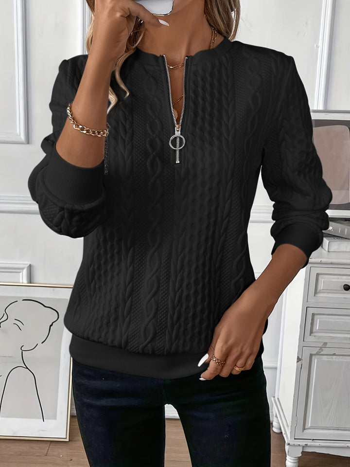 Alessia | Pullover mit Zopfstrick und Reißverschluss