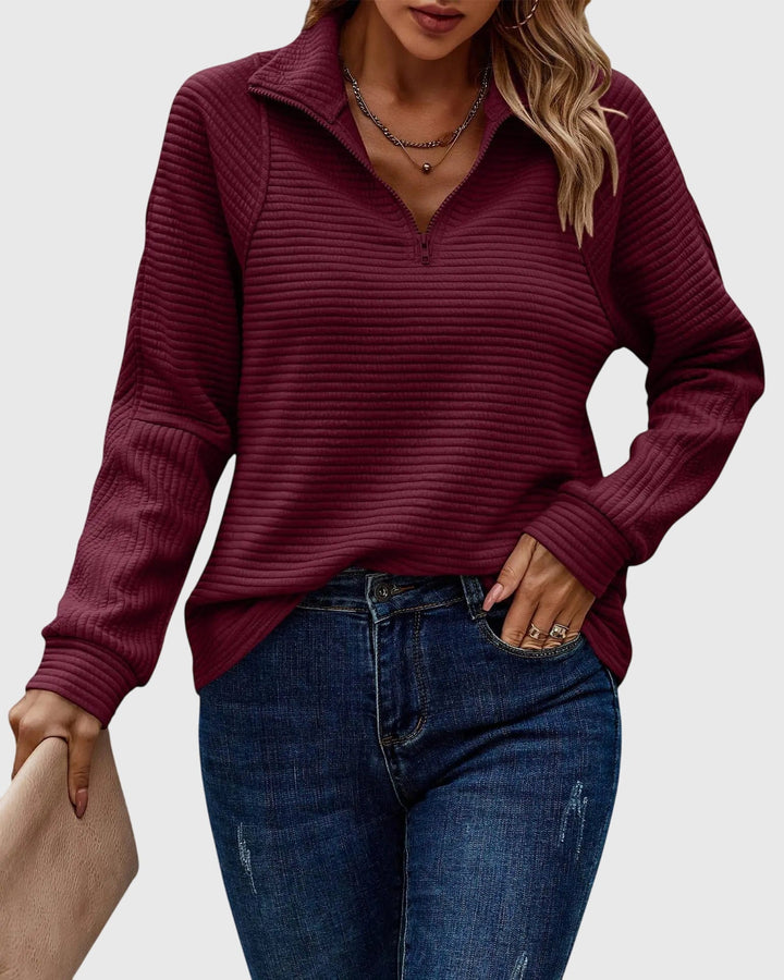Nora | Eleganter Pullover mit halbem Reißverschluss