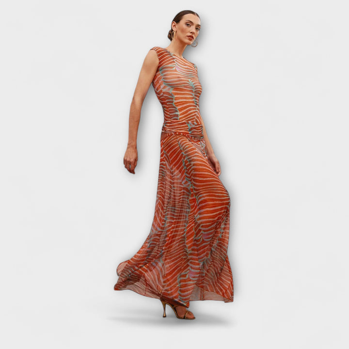 Phoenix - Schimmernder Wellen-Mesh-Bodysuit