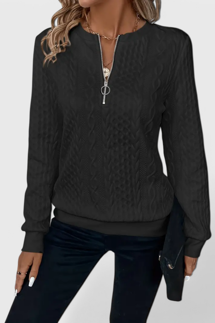 Paola | Strukturierter Pullover mit Reißverschluss