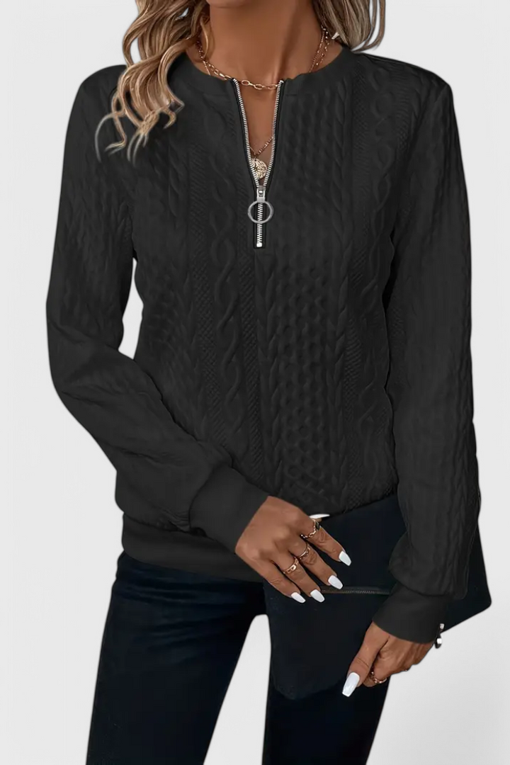 Paola | Strukturierter Pullover mit Reißverschluss