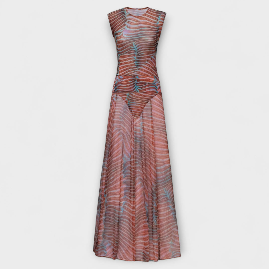 Phoenix - Schimmernder Wellen-Mesh-Bodysuit