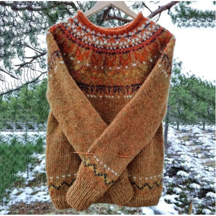 Benedetta | Merinowollpullover mit nordischem Muster auf den Schultern