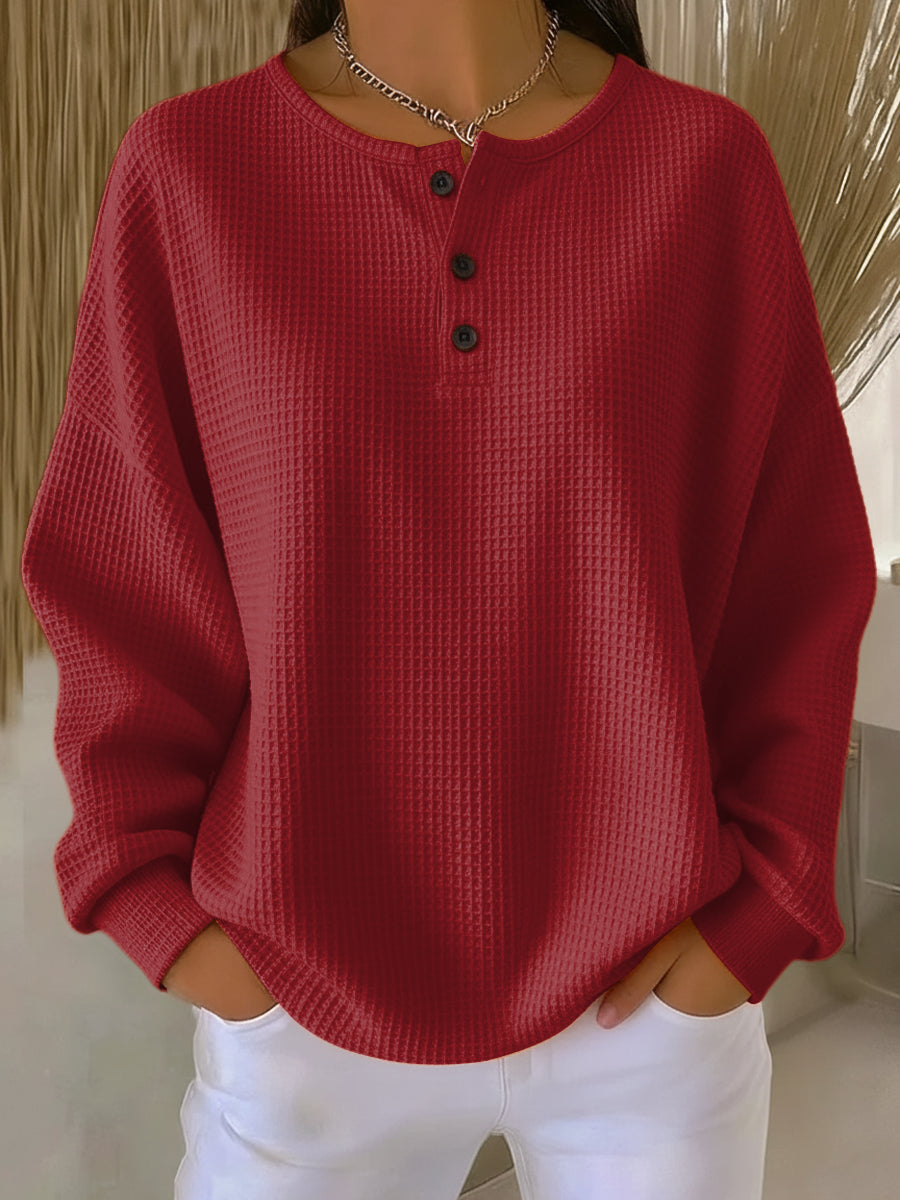 Giulia | Henley-Pullover mit Waffelmuster