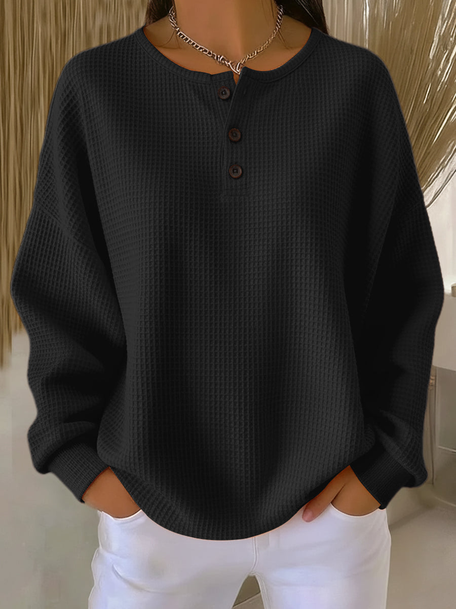 Giulia | Henley-Pullover mit Waffelmuster