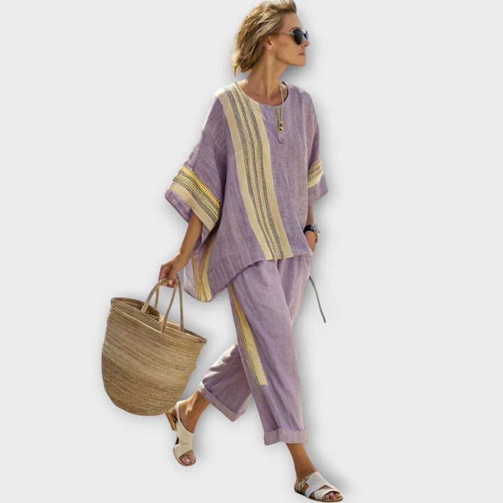 Anila - Elegantes Zweiteiliges Set Mit Gestreiftem Design