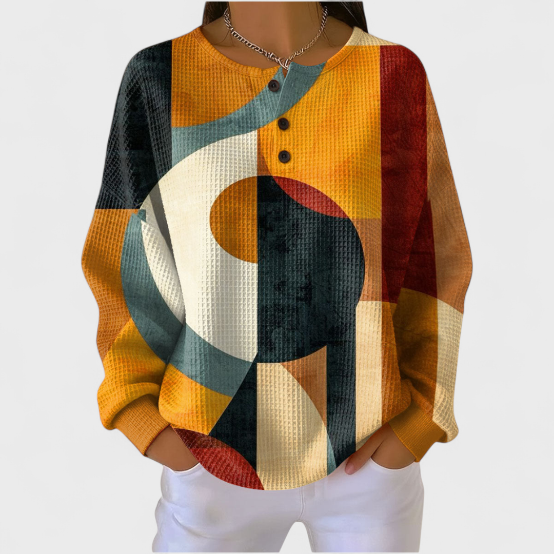 Sanne | Sweatshirt aus strukturiertem Material mit geometrischen Motiven