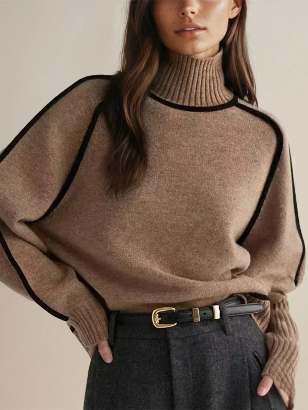 Carine | Eleganter Pullover mit hohem Kragen