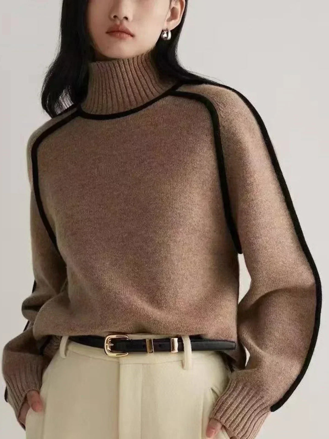 Carine | Eleganter Pullover mit hohem Kragen