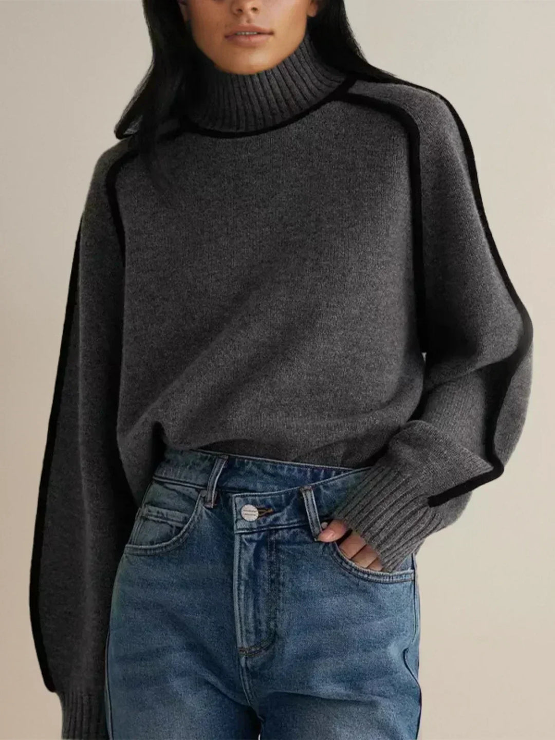 Carine | Eleganter Pullover mit hohem Kragen
