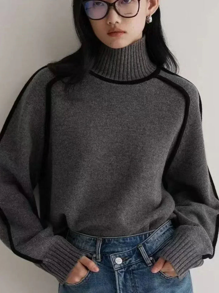 Carine | Eleganter Pullover mit hohem Kragen