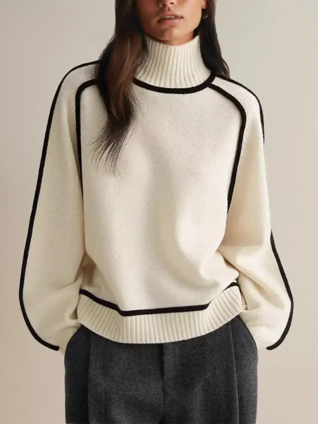 Carine | Eleganter Pullover mit hohem Kragen
