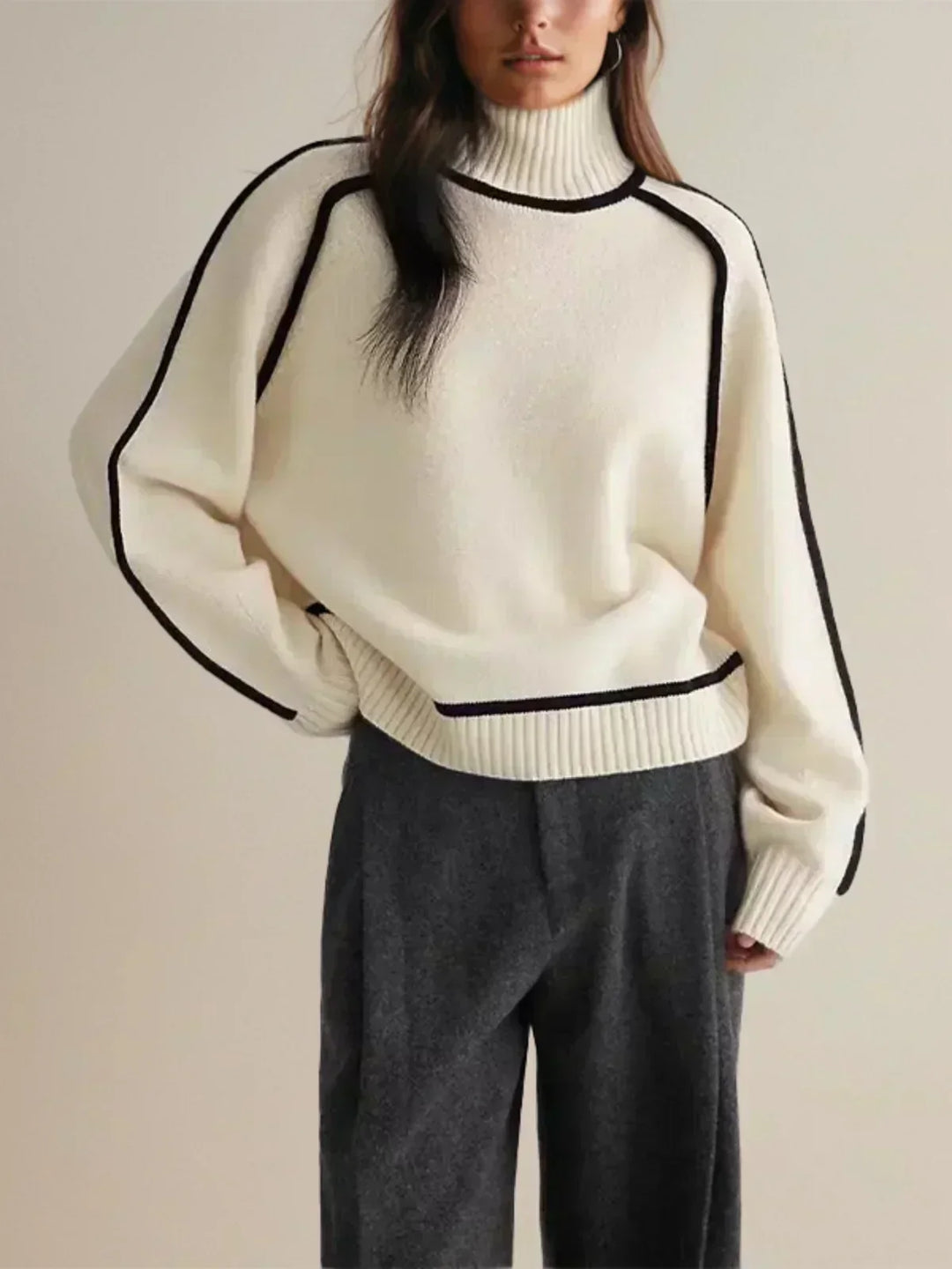 Carine | Eleganter Pullover mit hohem Kragen