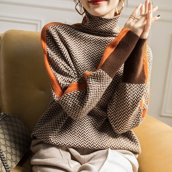 Eleanor | Hochkragen Herringbone Luxe