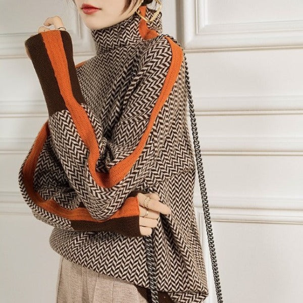 Eleanor | Hochkragen Herringbone Luxe