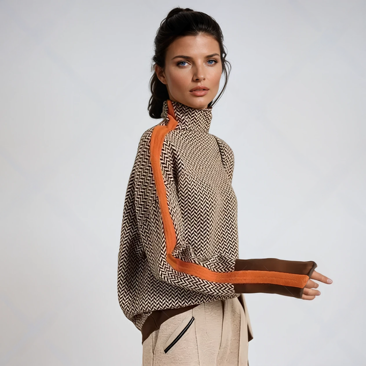 Cristina | Gestre sweater mit hohem Kragen