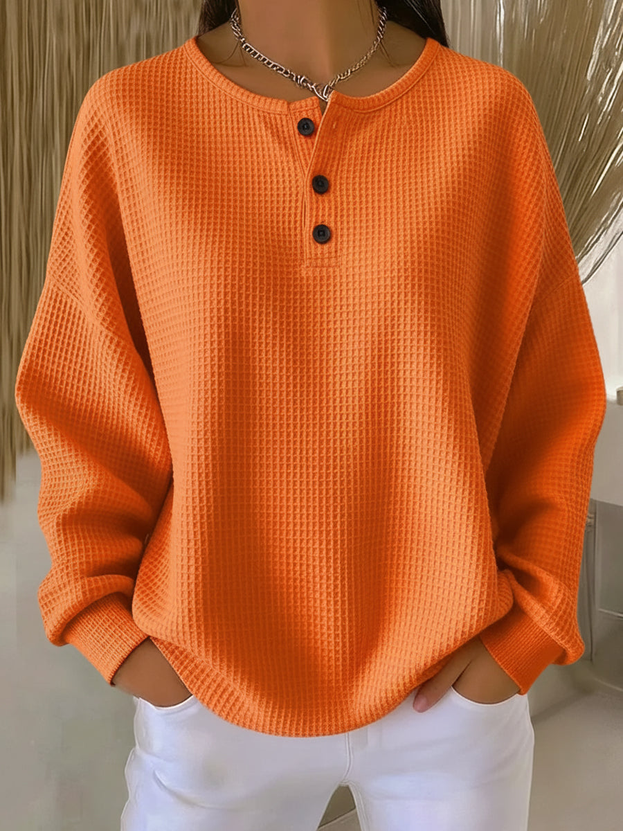 Giulia | Henley-Pullover mit Waffelmuster