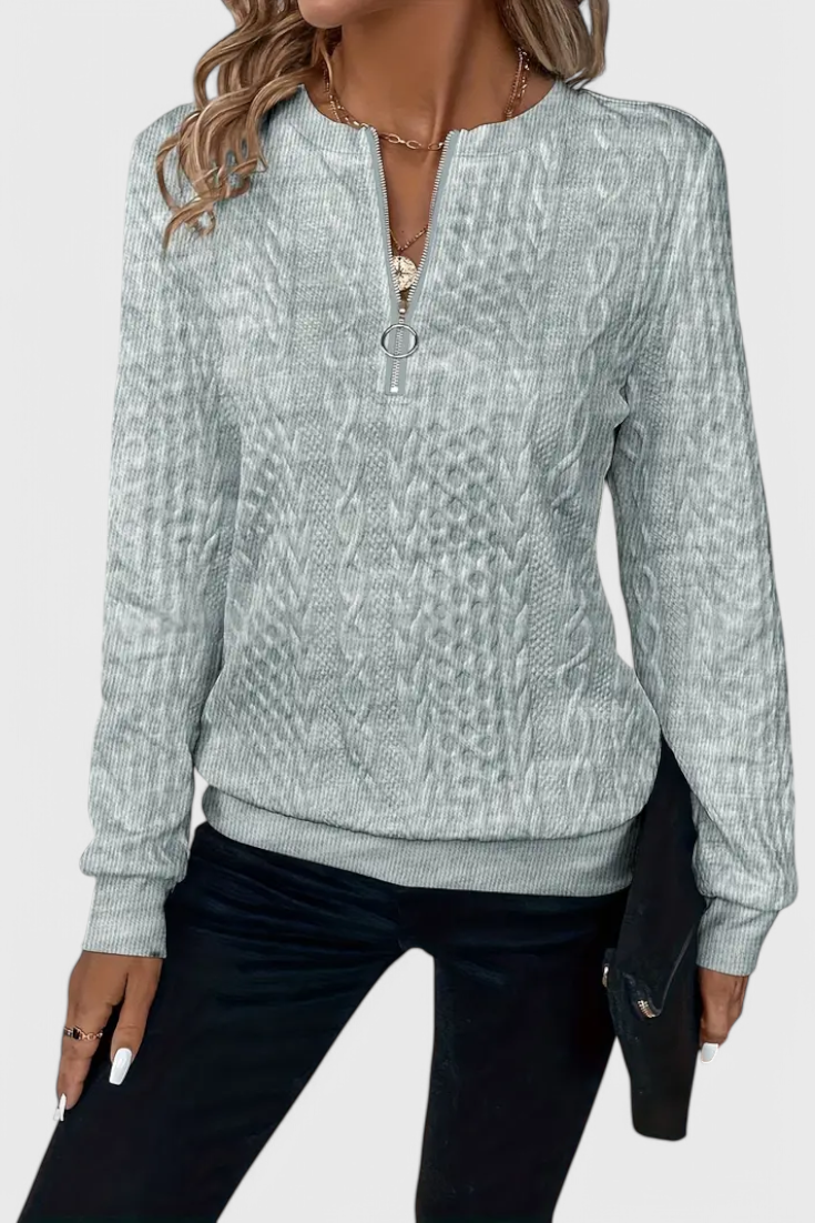 Paola | Strukturierter Pullover mit Reißverschluss