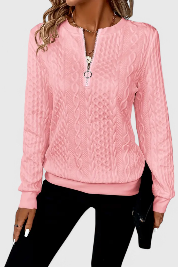 Paola | Strukturierter Pullover mit Reißverschluss