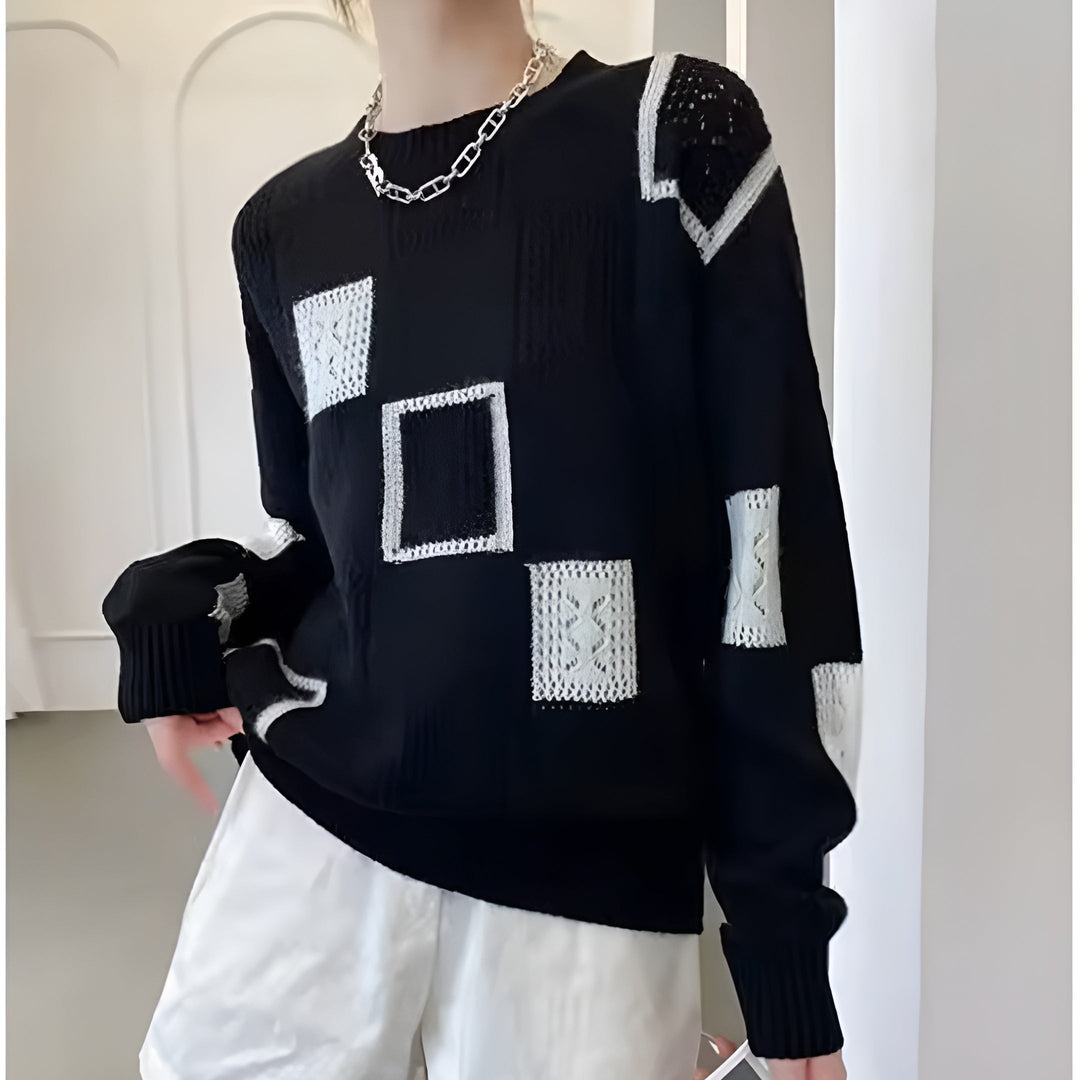 Aurora | Pullover mit geometrischem Patchwork-Muster