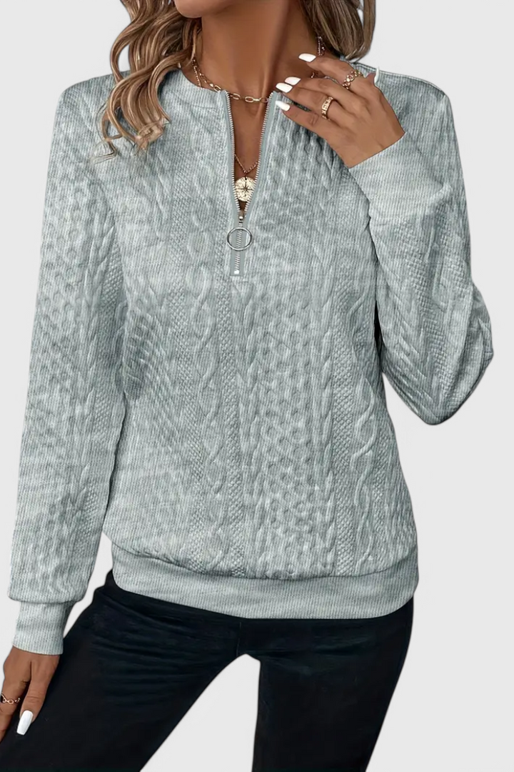Paola | Strukturierter Pullover mit Reißverschluss