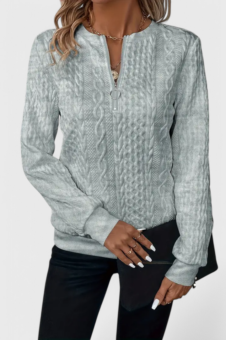 Paola | Strukturierter Pullover mit Reißverschluss