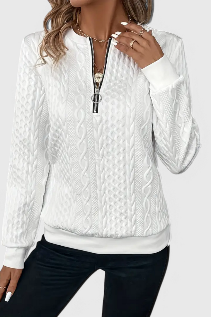 Paola | Strukturierter Pullover mit Reißverschluss