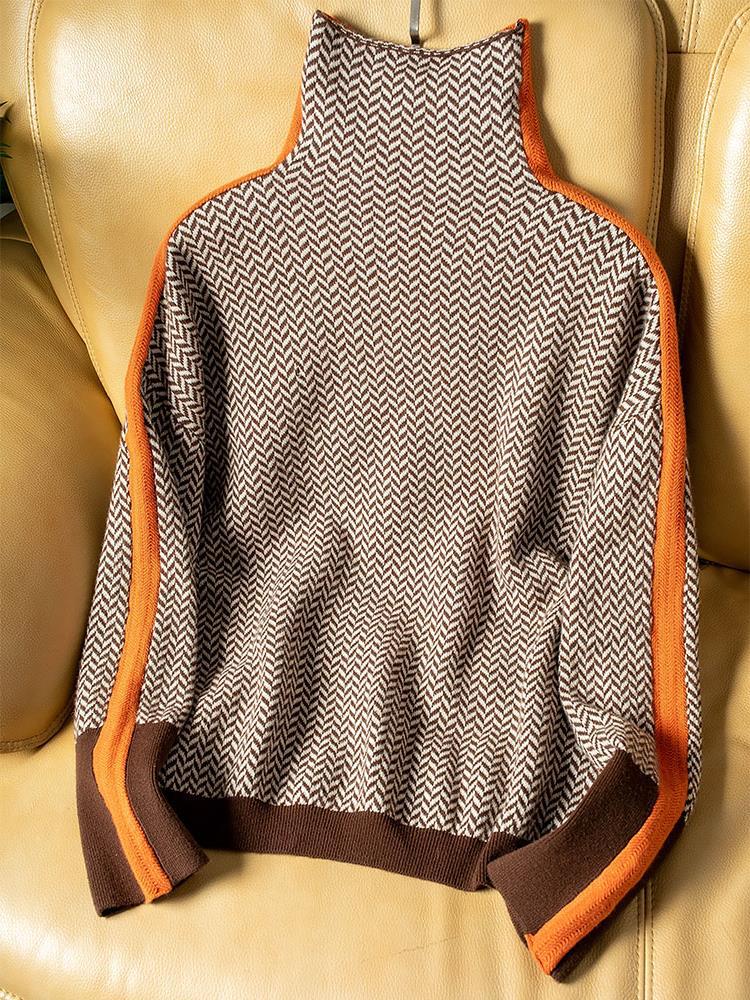 Cristina | Gestre sweater mit hohem Kragen