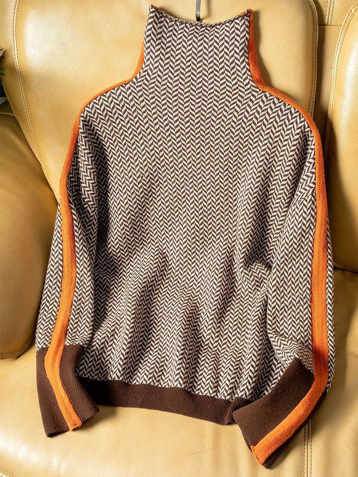 Cristina | Gestre sweater mit hohem Kragen