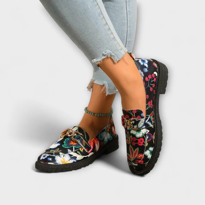 Orla – Mehrfarbige Loafer mit Blumenmuster