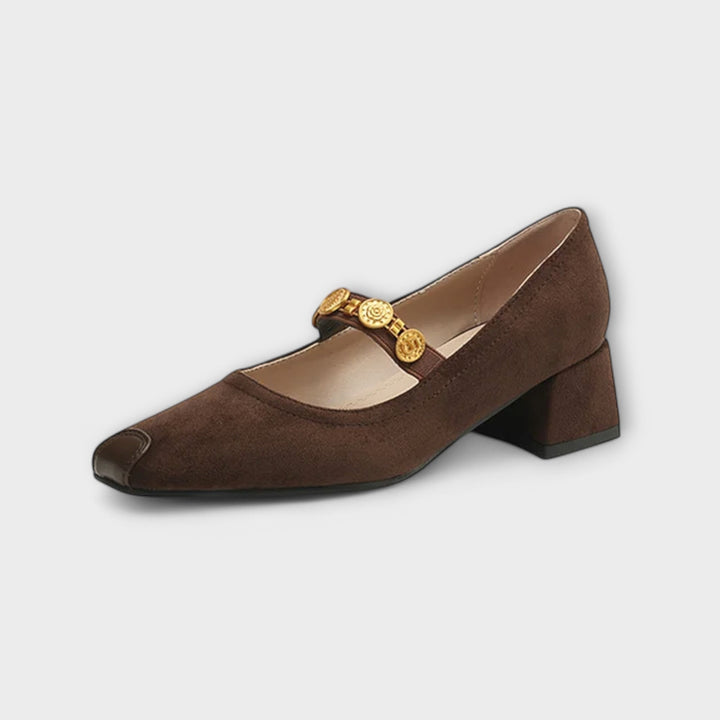 Eleanor - Klobige Absätze mit Metallmünze