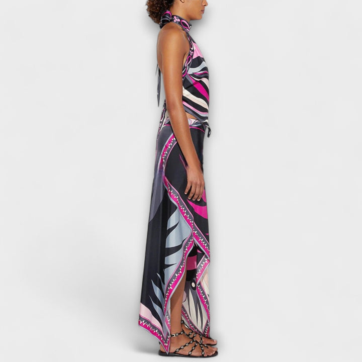 Everly - Set aus Neckholder-Top und asymmetrischem Midi-Rock