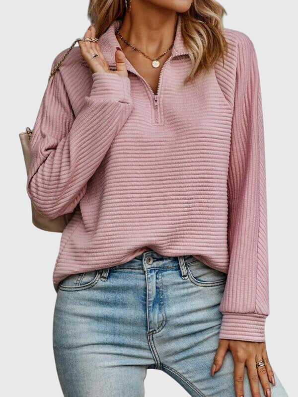 Nora | Eleganter Pullover mit halbem Reißverschluss