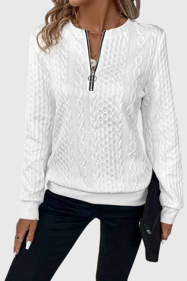 Paola | Strukturierter Pullover mit Reißverschluss