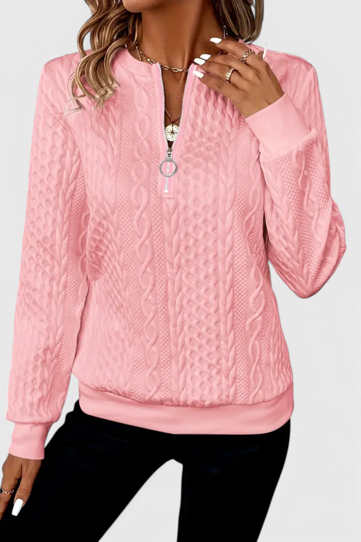 Paola | Strukturierter Pullover mit Reißverschluss