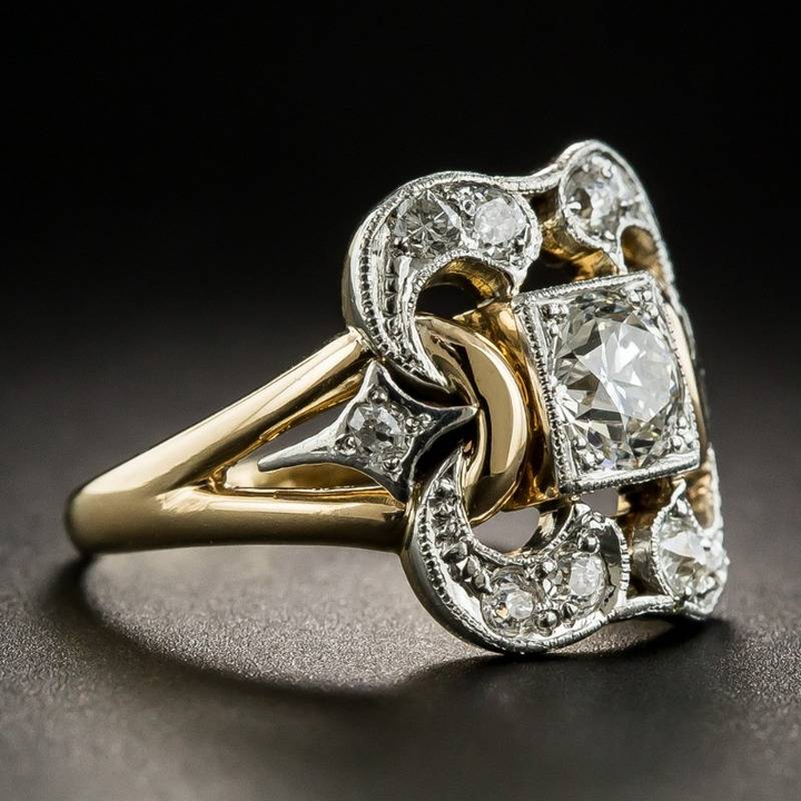Vintage-Goldring mit Zirkonias