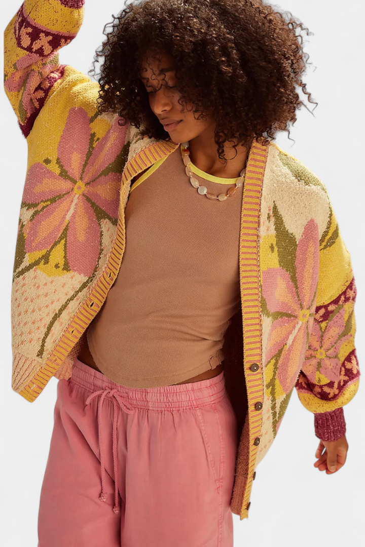 Adriana | Eleganter Cardigan mit Blumenmuster