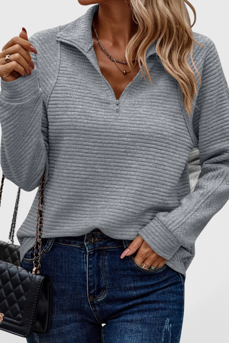 Ludovica | Pullover mit V-Ausschnitt und Reißverschluss