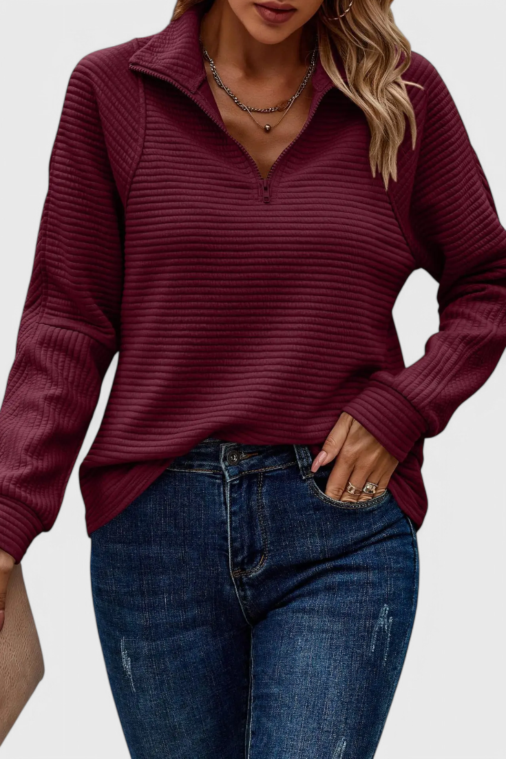 Ludovica | Pullover mit V-Ausschnitt und Reißverschluss