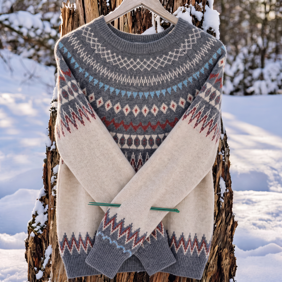 Sara | Merinowollpullover mit nordischem Muster auf den Schultern
