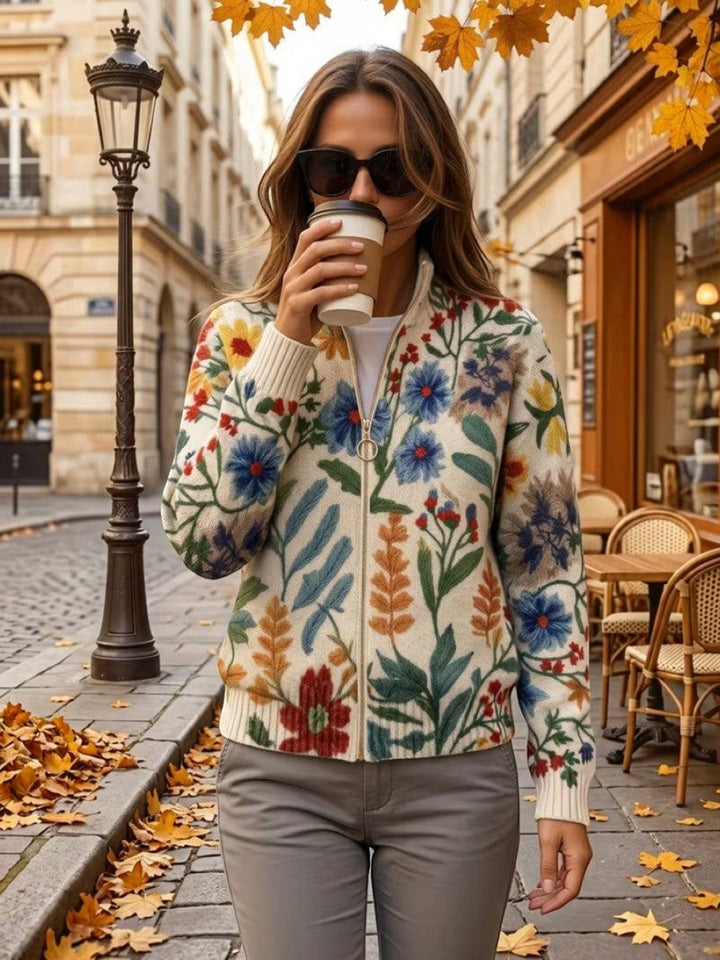 Esperanza | Strickjacke mit botanischem Blumenmuster