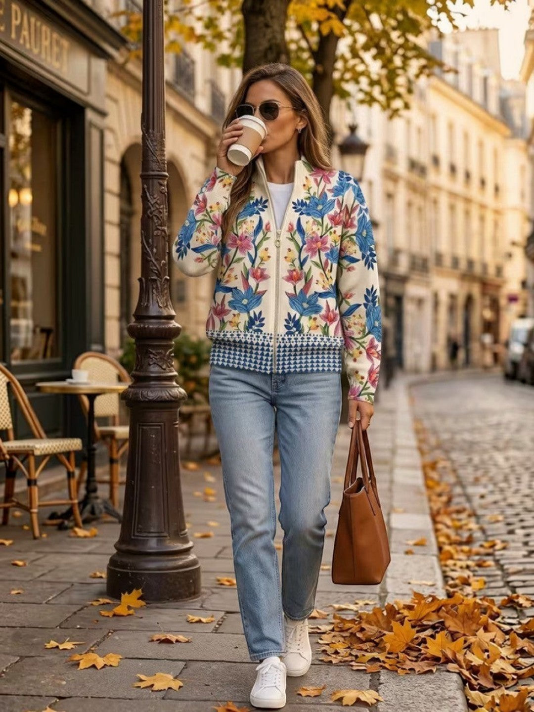 Esperanza | Strickjacke mit botanischem Blumenmuster