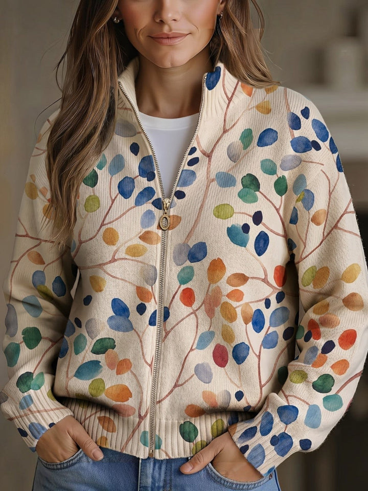 Consuelo | Strickjacke mit buntem Blättermuster