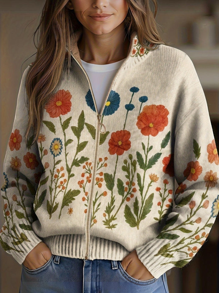Vanesa | Strickjacke mit Wildblumenmuster