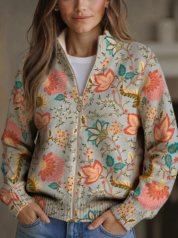 Noelia | Strickjacke mit floralem Gartenmuster